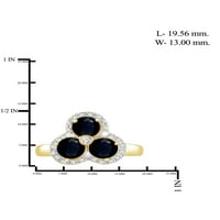 JewelersClub Sapphire Prsten Birthstone Nakit-2. Carat Sapphire 14k pozlaćeni srebrni prsten nakit sa bijelim dijamantskim naglaskom-prstenovi od dragog kamenja sa hipoalergenom 14k pozlaćenom srebrnom trakom