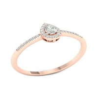 Imperial 1 5CT TDW Diamond 10k Rose Gold Pear Diamond Halo Promise Ring