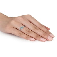 1-karatni T. G. W. akvamarin i karatni T. W. Diamond 14kt Crossover zaručnički prsten od bijelog zlata