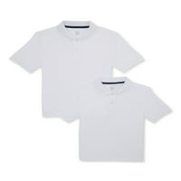 Školska uniforma za dječake Wonder Nation Pique Polo majice sa kratkim rukavima, 2 pakovanja, veličine 4 - & Husky