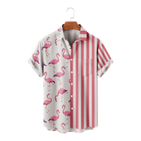 Flowers Flamingo Hawaii Muška košulja Ties Beach Kids Holiday Style Hawaiian Boys Majica Moda Rever Jednosmjerni slobodno vrijeme kratkih rukava, C-2xl
