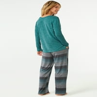 Joyspun ženski komplet pidžama dugih rukava i pantalona, 2 komada, veličine od S do 3X