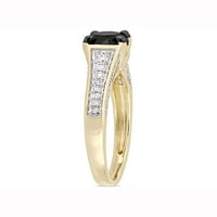 Carat T. W. crno-bijeli dijamant 14kt zaručnički prsten od žutog zlata