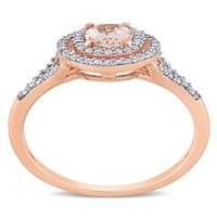 Karat T. G. W. Morganit i karat T. W. dijamant 14kt prsten sa dvostrukim oreolom od ružičastog zlata
