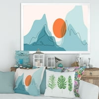 Designart 'Apstraktne Plave Planine Sa Crvenim Mjesecom I' Moderni Uokvireni Umjetnički Print