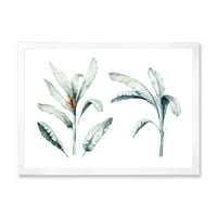 Designart 'Tropical Jungle Leaves On White' Boemski I Eklektični Uokvireni Umjetnički Print
