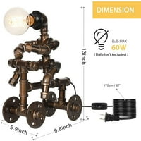 Oumilen Bronzana vodena cijev Steam Punk Robot lampa za kućnu kancelariju