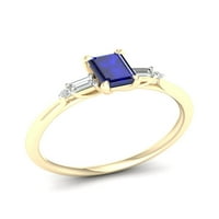Imperial dragi kamen 10k žuto zlato osmougaoni rez plavi safir 1 10ct TW dijamant ženski prsten