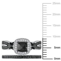 Miabella ženski 1 - CT crno-bijeli dijamant Split Shank vjenčani prsten postavljen u Sterling srebru