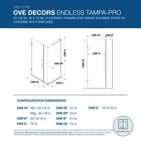 Ove Decors Tampa-Pro 55-in. Unutra smo. H pravougaona ugaona tuš kabina sa okretnim vratima za tuširanje