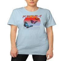 Vaporwave ženske Juniors leptir kratki rukav grafički Tee