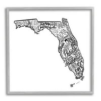 Stupell Industries Florida State typography Cities Graphic Art Gray Framered Art Print Wall Art, Design by