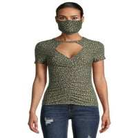 No Boundaries ' Print Cutout T-Shirt with Mask