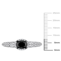 1-karatni T. W. crno-bijeli dijamant 10k bijeli Zlatni oreol zaručnički prsten