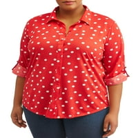 Ženska košulja sa dugmetom za laktove veće veličine