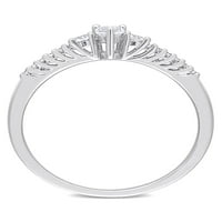 Miabella ženski karat T. G. W. stvorio bijeli safir i dijamantski naglasak Sterling srebrni prsten