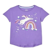 Wonder Nation Djevojke Grafički Unicorn Kratki Rukav T-Shirt, Veličine 4 - & Plus