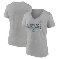 Ženski fanatici brendirani Heather Grey Seattle Mariners rezultat iz druge majice sa V-izrezom