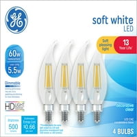 Soft White LED ukrasne žarulje, Watt EQV, E Candelabra Base, 13yr, 4pk