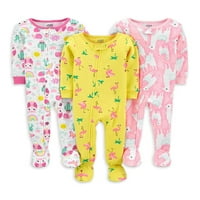 Carter's Child Of Mine Baby Toddler Girls 1-Piece Poly Footie Sleeper pidžama, 3pk