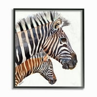 Stupell Industries porodični portret Zebra crno-smeđa slika akvarela sa životinjama uokvirena zidna Umjetnost