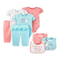 Carter's Child Of Mine Baby Girl bodi sa kratkim rukavima, pantalone i Naprsnice Poklon Set Layette za tuširanje