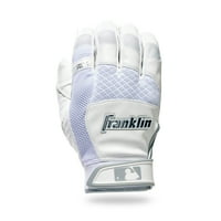 Franklin Sports Youth MLB Shook-Sorb rukavice za udaranje, Omladinski medij, par, bijeli hrom