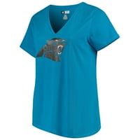Ženska Majestic Blue Carolina Panthers Plus Size logo V-izrez T-Shirt