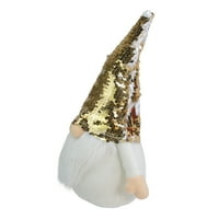 12 Gnome sa zlatnim i bijelim preklopnim šeširom sa šljokicama Božićna dekoracija