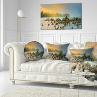Designart romantični nedirnuti Zalazak sunca na plaži - pejzažni štampani jastuk za bacanje - 12x20