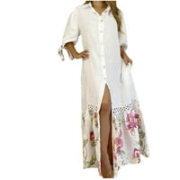 Ljetne haljine za žene plus veličine ispisane čipke čipkaste čipke 7-dio rukava majica majica maxi dugačak
