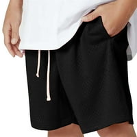 Wendunide muške hlače Ljeto muške dvostruke mrežne mrlje od pune boje pune boje s pet point hlača crna xxxl