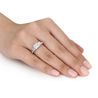 Miabella ženski karat T. G. W. kubni cirkonij zaručnički prsten od 3 kamena u Sterling srebru