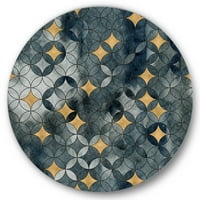 Designart 'Geometry Golden Stars With Intersecting Circles' Modern Circle Metal Wall Art-disk of 11