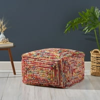 Noble House Cube Tufted Wool Pouf