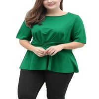 Jedinstveni Bargains ženski Plus čvor prednji kratki rukav Peplum T-shirt
