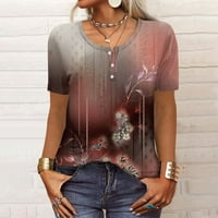 Žensko novo dugme V-izrez Modni print Kratki rukav retro Print Majica Slim Najbolji casual vrhovi na prodaju