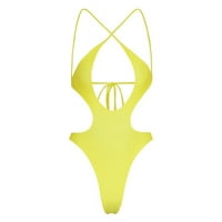 Žene kupaći kostim za žene Žene Žene Solid Color Sexy Plus Size kupaći kostim Monokini Bathiring Suite Yellow