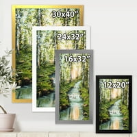 Dizajnerska rijeka kroz zelenu brezu šumu 'Jezero Kuća uramljena umjetnost Print