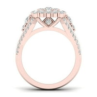 1 2ct TDW Diamond 14k prsten od ružičastog zlata u obliku jastuka