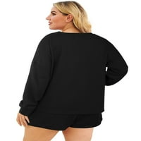 Ženski Plus Size kompleti pidžame pulover Loungewear Dugi rukav Top i kratke hlače Waffle pletene noćne odjeće