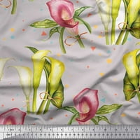 Soimoi Green Rayon Crepe tkanina tkanina, lišće i ljiljana cvijet od tiskane pločice od dvorišta široko