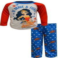 Wonder Women Girls Dugi rukav i Long Pant, 2-komadne pidžame Set veličine 4-10