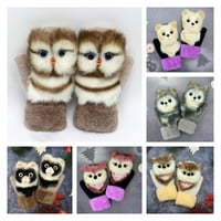Ručno izrađene rukavice za kućne ljubimce, ženska zima slatka krznena životinjska pletenica rukavice 3D Fluffy