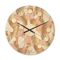 Designart 'Rose and Gold Cubes I' Mid-Century Modern Wood Wall Clock