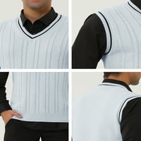 Jedinstveni klasični pleteni džemper s puloverom s V izrezom bez rukava