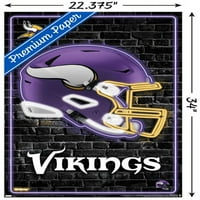 Minnesota Vikings-Neonski Zidni Poster Za Kacige, 22.375 34