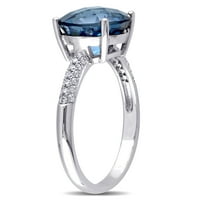 Miabella ženski 4-karatni Londonski plavi Topaz karatni dijamant 14kt koktel prsten od bijelog zlata