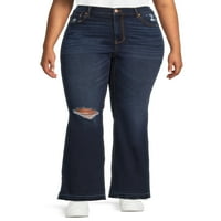 No Boundaries ' Plus Size High Rise Destructed Flare Jeans