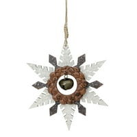 6 Brown drvena Snowflake Božić ukras sa zemljom rustikalni zvono